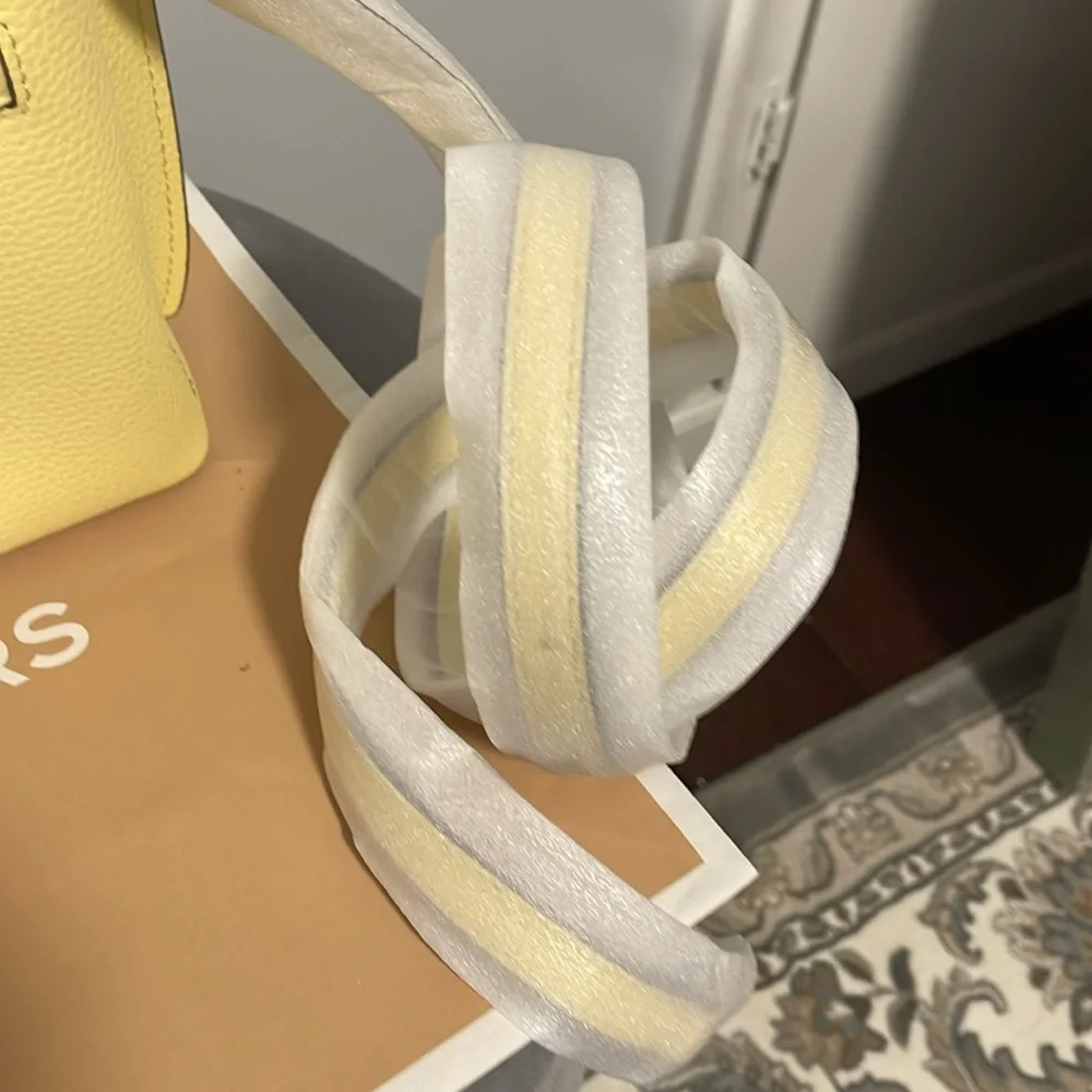 Michael Kors Emilia small satchel cross body buttercup yellow pebbles leather